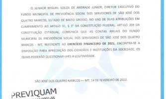 EDITAL DE PUBLICAÇÃO DO BALANÇO DO EXERCÍCIO FINANCEIRO DE 2021